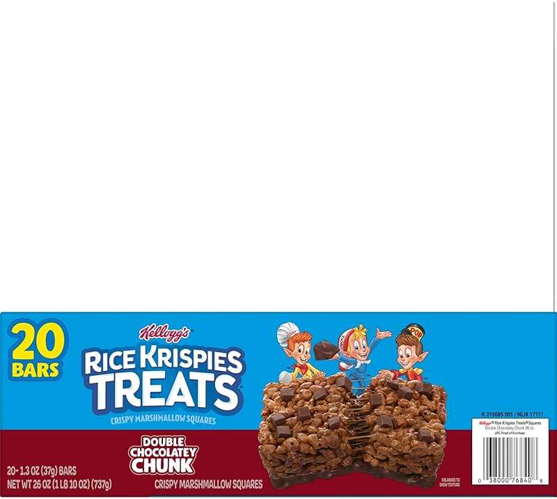 Rice Krispies Treats Crispy Marshmallow Squares, Kids Snacks, Cereal Bars, Double Chocolatey Chunk, 26oz Box (20 Bars) - Image 7