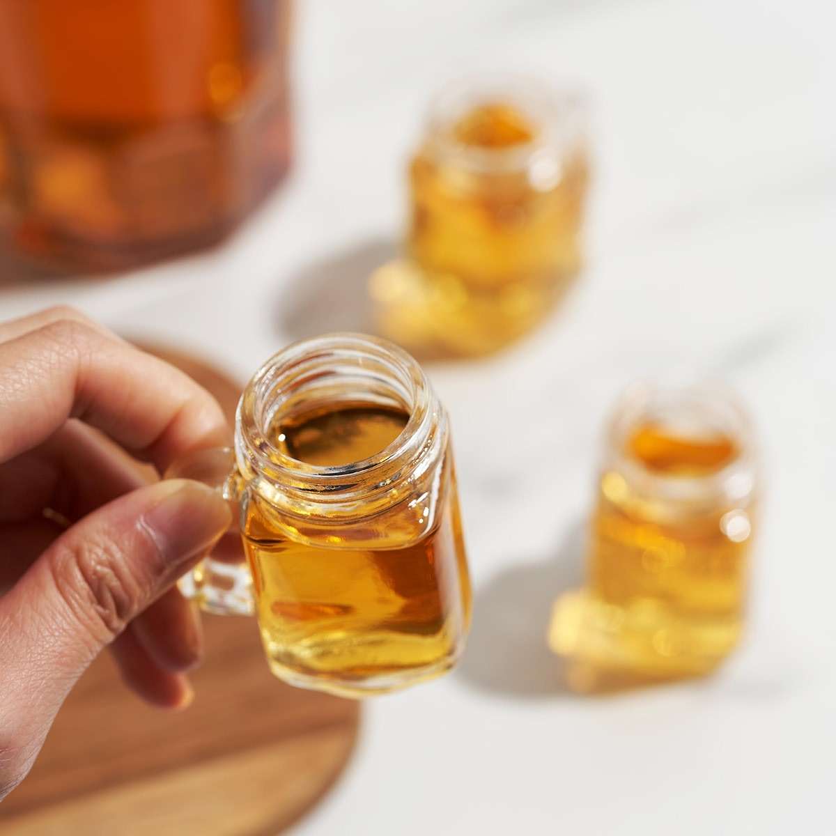 True Mason Jar Shot glasses, Reusable Mini Mason Jar shaped shot glasses with Handles, Party shot cups, Set of 6, 1 oz. - Image 5