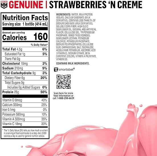 Muscle Milk Genuine Protein Shake, Strawberries 'N Crème, 25g Protein, 14 Fl Oz, 12 Pack - Image 9