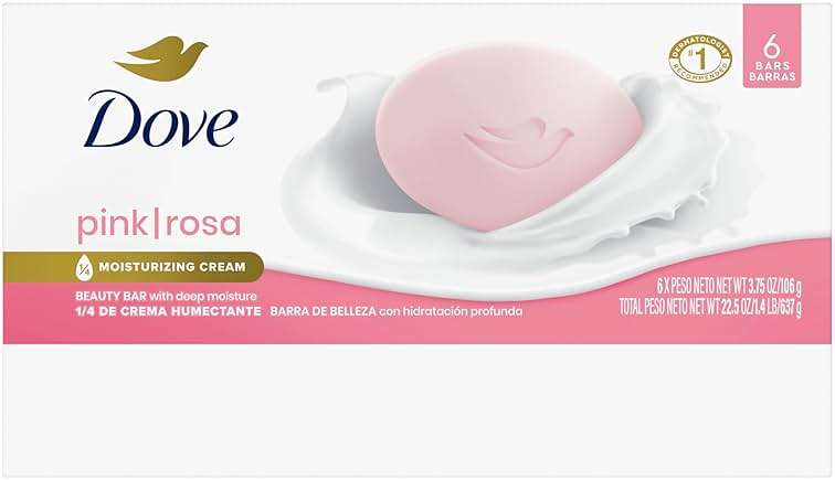 Dove Beauty Bar Soap Pink Rosa, 6 Bars for Soft, Smooth Skin, Cleans & Moisturizes 3.75 oz - Image 2