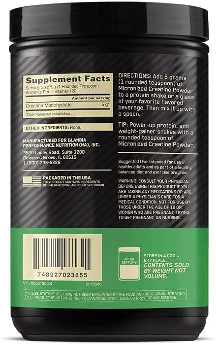 Optimum Nutrition Micronized Creatine Monohydrate Powder, Unflavored, 120 Servings, 600 Grams (Packaging May Vary) - Image 10