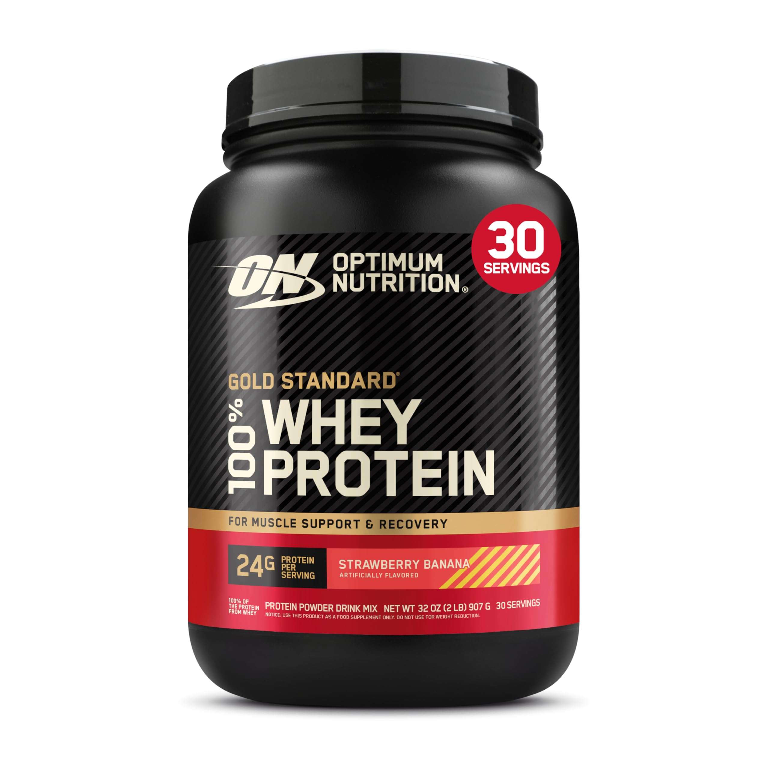 Optimum Nutrition Gold Standard 100% Whey Protein Powder, Strawberry Banana, 2 Pound (Packaging May Vary) - Image 1