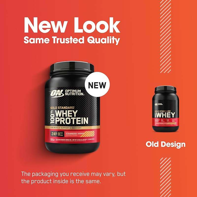 Optimum Nutrition Gold Standard 100% Whey Protein Powder, Strawberry Banana, 2 Pound (Packaging May Vary) - Image 2