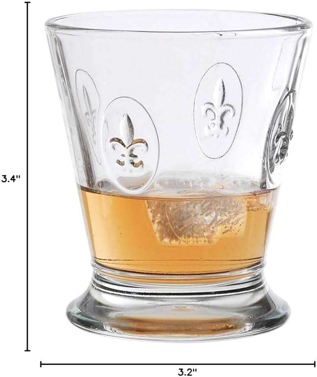 La Rochere Fleur De Lys Glass Tumbler Set of 6 – Classic French Drinking Glasses with Embossed Royal Lily Motif – Pressed Glass Tumblers for Water, Juice & Everyday Entertaining (8.5 Oz) - Image 3