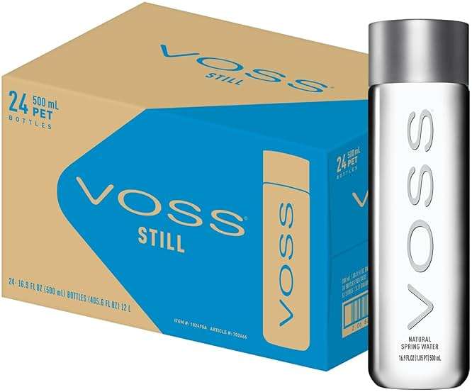 VOSS Premium Still Bottled Natural Water - BPA-Free - High Grade PET - Recyclable Plastic - Pure Drinking Water with Unique & Iconic Bottle Design - 24 Pack - Image 1