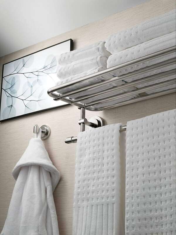 Moen DN0794BN Iso 24-Inch Wide Bathroom Hotel-Style Towel Shelf with Towel Bar, Brushed Nickel - Image 2