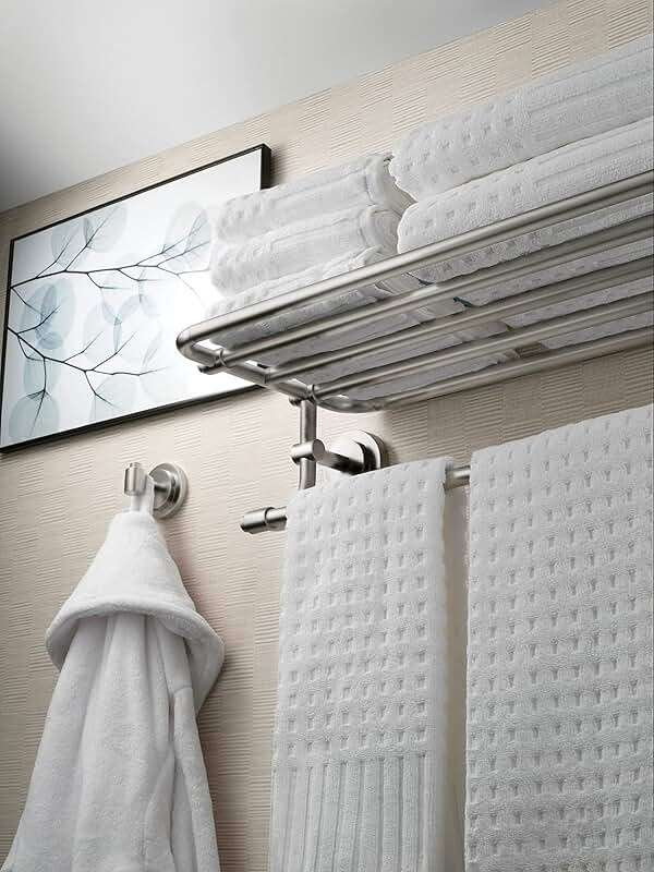 Moen DN0794BN Iso 24-Inch Wide Bathroom Hotel-Style Towel Shelf with Towel Bar, Brushed Nickel - Image 3