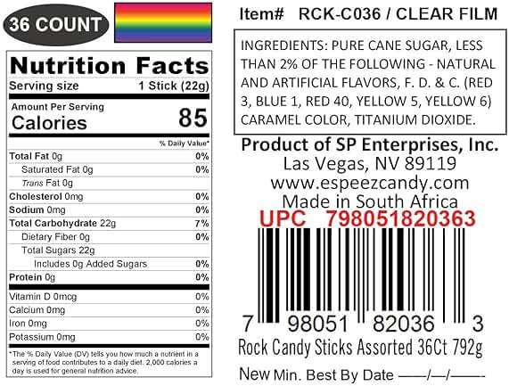 36 Extra Large Assorted Rock Candy Sticks: Espeez - Candy Party Favors - for Birthdays, Weddings, Receptions, Bridal, Baby Showers - Rock Bulk - Image 2