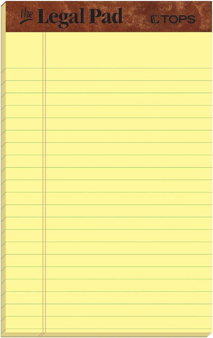 TOPS The Legal Pad Writing Pads, 5" x 8", Jr. Legal Rule, Canary Paper, 50 Sheets, 3 Pack (75013) - Image 1