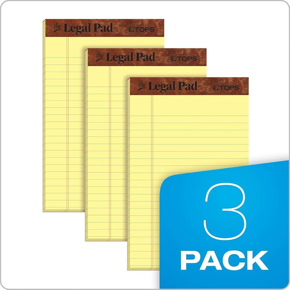 TOPS The Legal Pad Writing Pads, 5" x 8", Jr. Legal Rule, Canary Paper, 50 Sheets, 3 Pack (75013) - Image 6