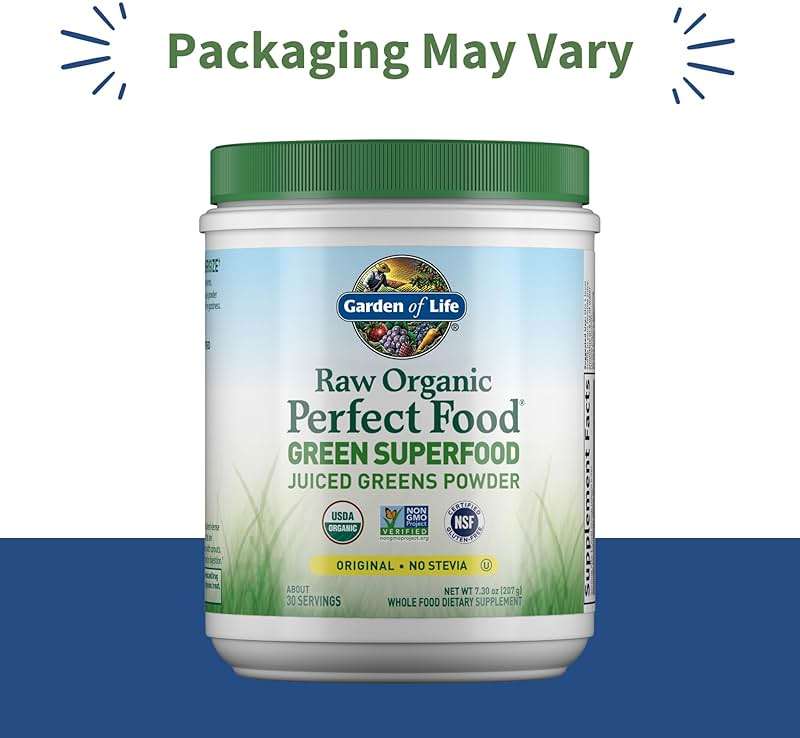 Garden of Life Raw Organic Perfect Food Green Superfood Juiced Greens Powder - Original Stevia-Free, 30 Servings, Non-GMO, Gluten Free Whole Food Dietary Supplement, Alkalize, Detoxify, Energize - Image 2