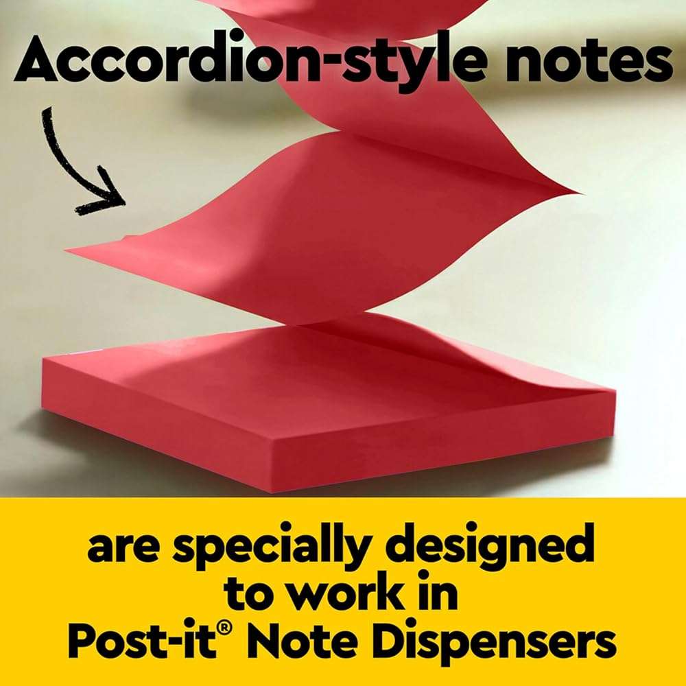 Post-it Super Sticky Dispenser Pop-up Notes, 10 Sticky Note Pads, 3 x 3 in., 2X the Sticking Power, School Supplies and Office Products, Use with Post-it Note Dispensers, Playful Primaries Collection - Image 7