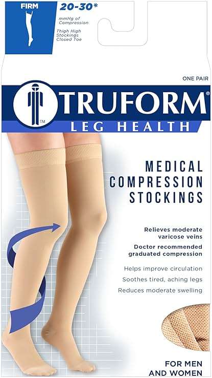 Truform 20-30 Mmhg Compression Stockings for Men & Women, Thigh High Length, Dot Top, Closed Toe, Black, Large (20-30 Mmhg) - Image 3