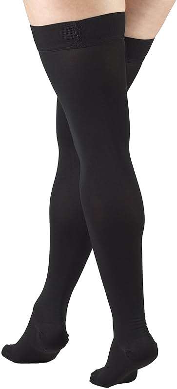 Truform 20-30 Mmhg Compression Stockings for Men & Women, Thigh High Length, Dot Top, Closed Toe, Black, Large (20-30 Mmhg) - Image 5