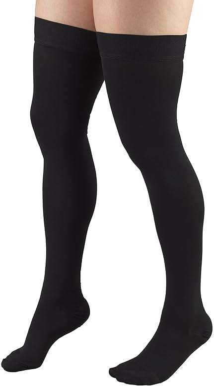 Truform 20-30 Mmhg Compression Stockings for Men & Women, Thigh High Length, Dot Top, Closed Toe, Black, Large (20-30 Mmhg) - Image 6
