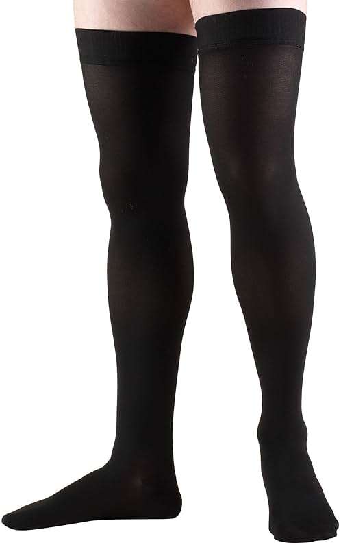 Truform 20-30 Mmhg Compression Stockings for Men & Women, Thigh High Length, Dot Top, Closed Toe, Black, Large (20-30 Mmhg) - Image 7
