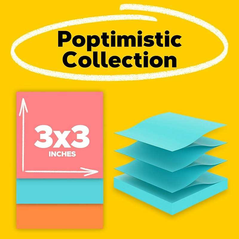 Post-it Pop-up Notes, 5 Sticky Note Pads, 3 x 3 in., School Supplies, Office Products, Accordion Sticky Notes Work with Pop-Up Note Dispenser, Assorted Brights - Image 3