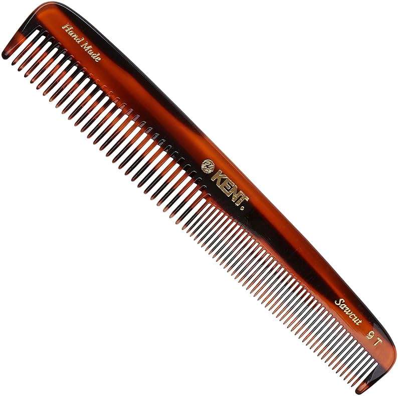 Kent 9T Tortoiseshell Fine Tooth and Wide Tooth Comb - Large Handmade and Saw-Cut Fine Hair Dressing Comb - Wet Hair Detangler Combs for Women and Durable Grooming Made in England - Image 1