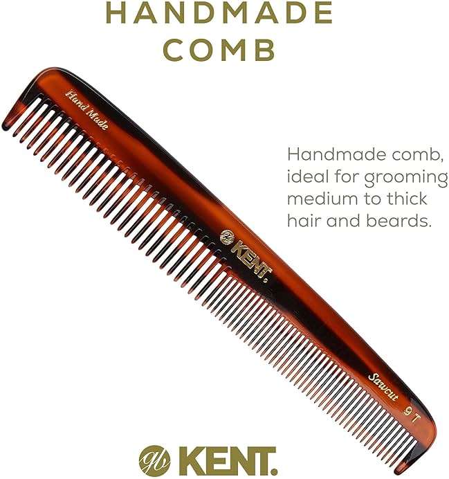 Kent 9T Tortoiseshell Fine Tooth and Wide Tooth Comb - Large Handmade and Saw-Cut Fine Hair Dressing Comb - Wet Hair Detangler Combs for Women and Durable Grooming Made in England - Image 3