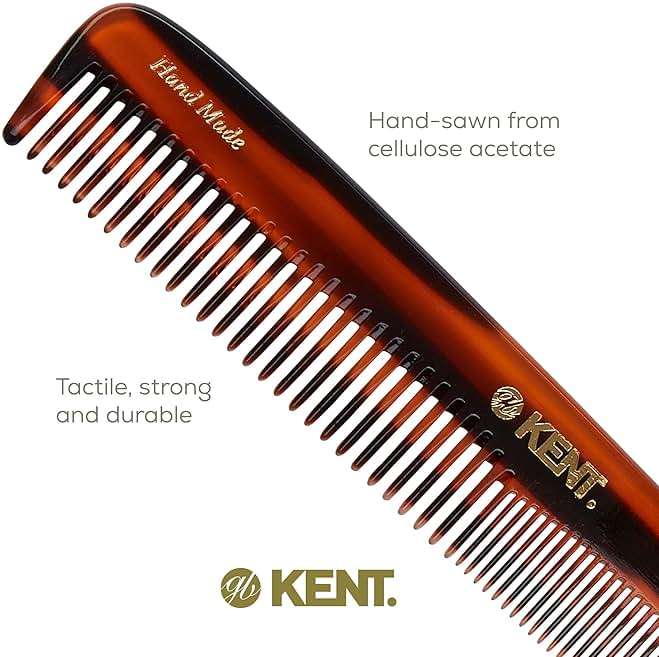 Kent 9T Tortoiseshell Fine Tooth and Wide Tooth Comb - Large Handmade and Saw-Cut Fine Hair Dressing Comb - Wet Hair Detangler Combs for Women and Durable Grooming Made in England - Image 5