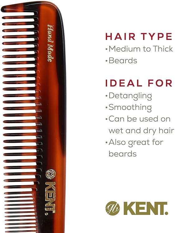 Kent 9T Tortoiseshell Fine Tooth and Wide Tooth Comb - Large Handmade and Saw-Cut Fine Hair Dressing Comb - Wet Hair Detangler Combs for Women and Durable Grooming Made in England - Image 6