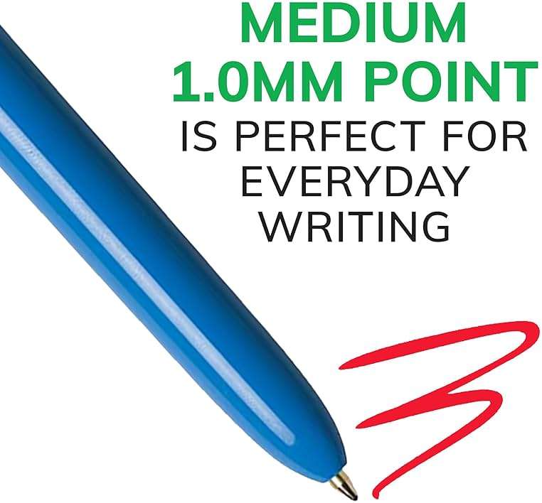 BIC 4-Color Original Retractable Ballpoint Pen with 1.0 mm Medium Point, 3-Count in Assorted Ink - Image 3