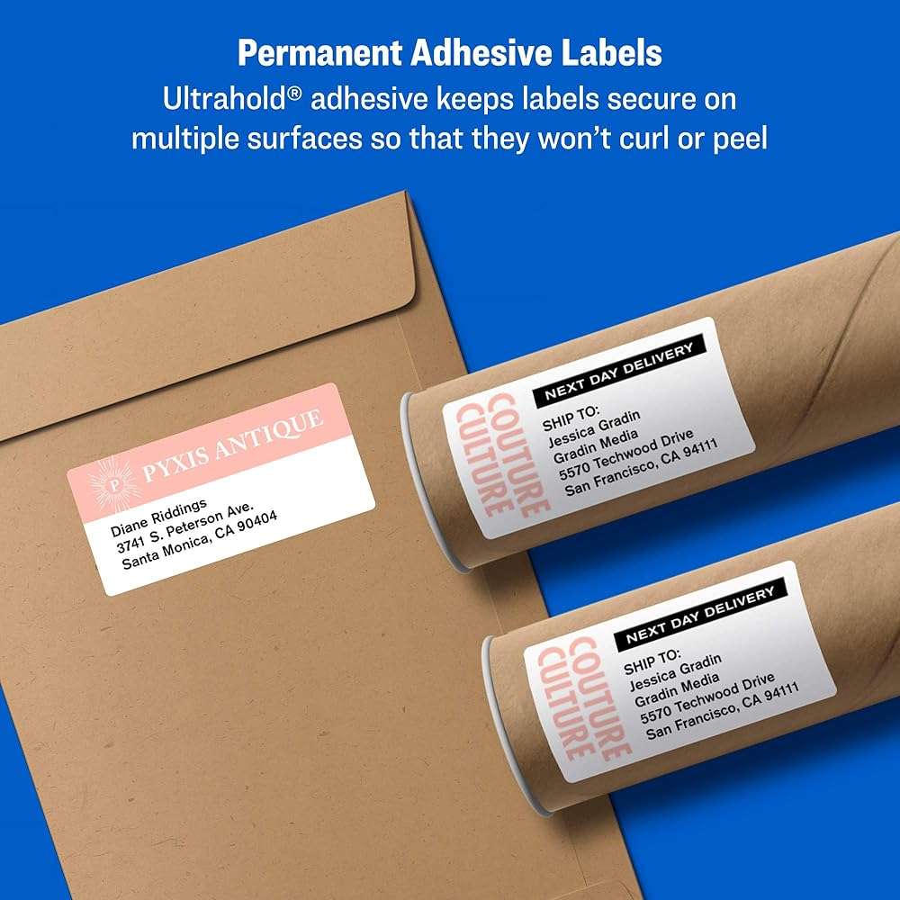 Avery Printable Shipping Labels, Sure Feed Technology, 2" x 4", White, 500 Blank Mailing Labels (8363) - Image 5