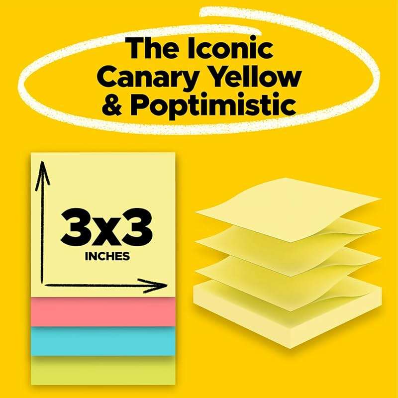 Post-it Pop-up Notes, 14 Sticky Note Pads, 3 x 3 in., School Supplies, Office Products, Accordion Sticky Notes Work with Pop-Up Note Dispenser, Assorted Colors - Image 3
