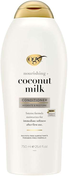 OGX Nourishing + Coconut Milk Conditioner, Hydrating & Restoring Conditioner Moisturizes for Soft Hair After the First Use, Paraben-Free, Sulfate-Free Surfactants, 25.4 fl. oz - Image 1