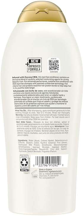 OGX Nourishing + Coconut Milk Conditioner, Hydrating & Restoring Conditioner Moisturizes for Soft Hair After the First Use, Paraben-Free, Sulfate-Free Surfactants, 25.4 fl. oz - Image 7
