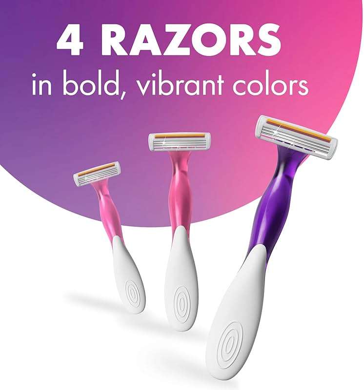 BIC Soleil 3 Scented Women's Disposable 3-Blade Razors, Moisture Strip with Vitamin E and Lavender Scented Handles, 4-Pack - Image 4
