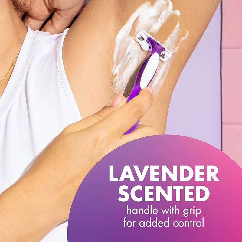 BIC Soleil 3 Scented Women's Disposable 3-Blade Razors, Moisture Strip with Vitamin E and Lavender Scented Handles, 4-Pack - Image 6