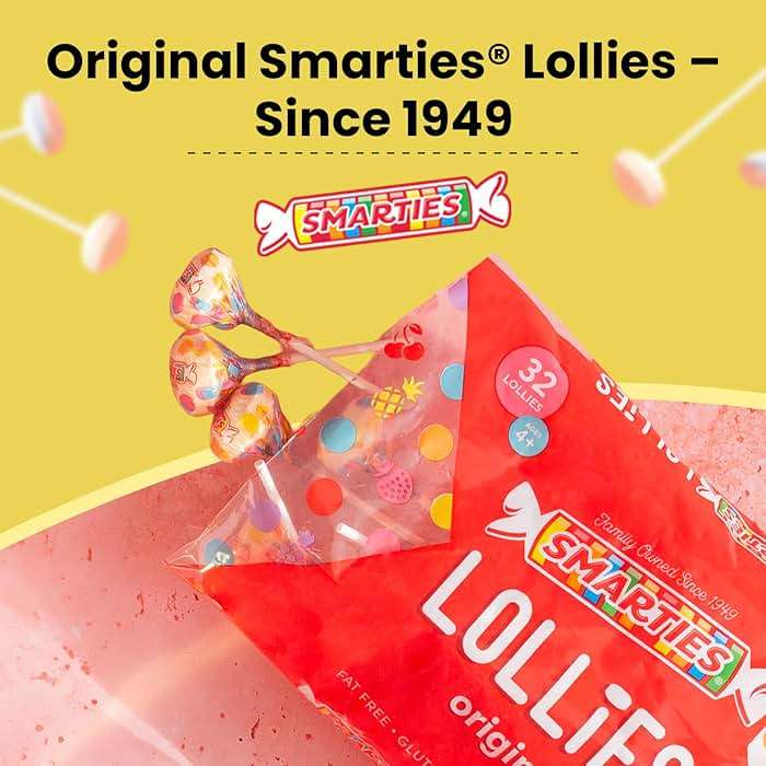 Smarties Lollies - Gluten Free, Peanut Free, Fat Free Assorted Fruity Flavors Lollipops - Low Calorie Perfect for Birthdays, Parties - Made by US Candy Company Since 1949 - 34 oz 120 Count (Pack of 1) - Image 3