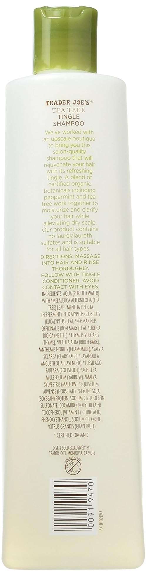 Trader Joe's Tea Tree Tingle Shampoo with Peppermint, Tea Tree and Eucalyptus Botanicals, 16-Ounces - Image 2
