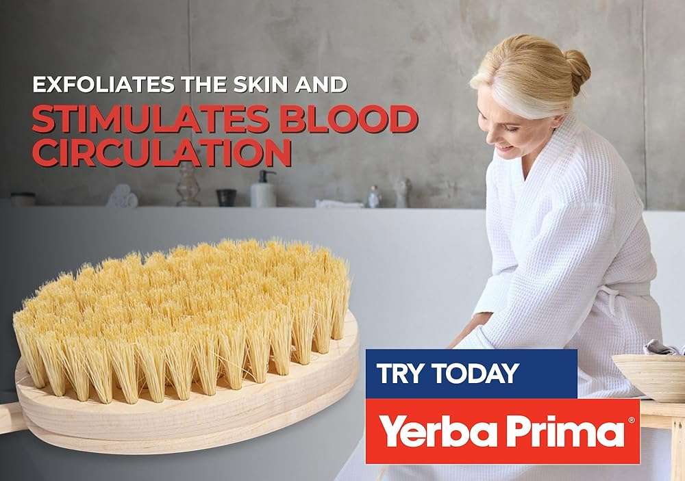 Yerba Prima Tampico Skin Brush for Exfoliation, Dry Brushing, and Blood Circulation with Natural Fiber Bristles and an All-Natural Maple Wood Handle - 1 Brush - Image 5