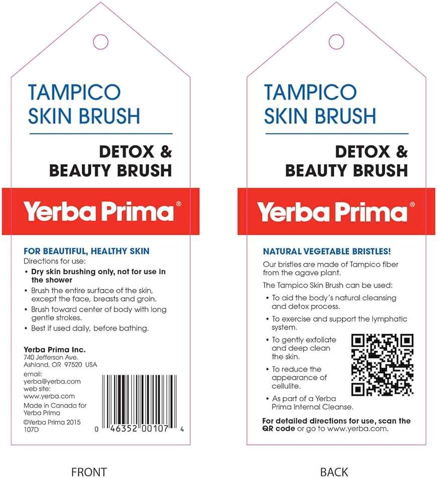 Yerba Prima Tampico Skin Brush for Exfoliation, Dry Brushing, and Blood Circulation with Natural Fiber Bristles and an All-Natural Maple Wood Handle - 1 Brush - Image 9