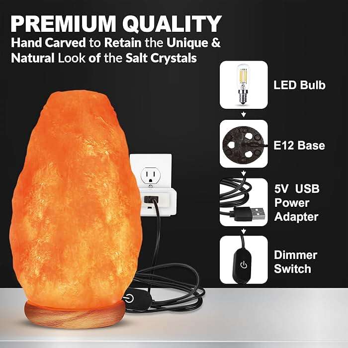 WBM LLC Himalayan Glow Natural Pink Salt Lamp, Crystal Salt Lamp Night Light with (ETL Certified) Brightness Control Dimmer Switch, Wooden Base & Salt Lamps Bulb | 6-8 LBS, Model Number: 1001 - Image 5