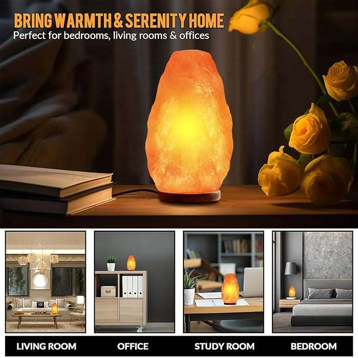 WBM LLC Himalayan Glow Natural Pink Salt Lamp, Crystal Salt Lamp Night Light with (ETL Certified) Brightness Control Dimmer Switch, Wooden Base & Salt Lamps Bulb | 6-8 LBS, Model Number: 1001 - Image 8