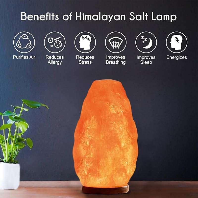 WBM LLC Himalayan Glow Natural Pink Salt Lamp, Crystal Salt Lamp Night Light with (ETL Certified) Brightness Control Dimmer Switch, Wooden Base & Salt Lamps Bulb | 6-8 LBS, Model Number: 1001 - Image 9
