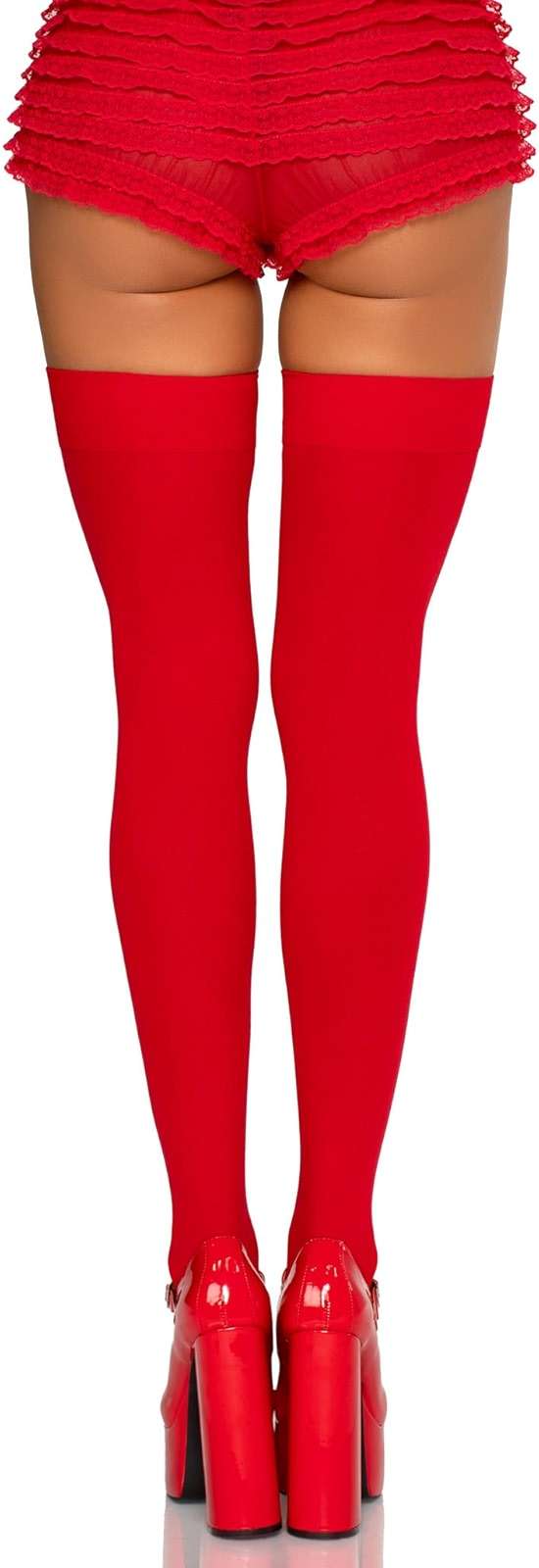 Leg Avenue Womens Satin Bow Accent Thigh Highs, O/S, Red - Image 2