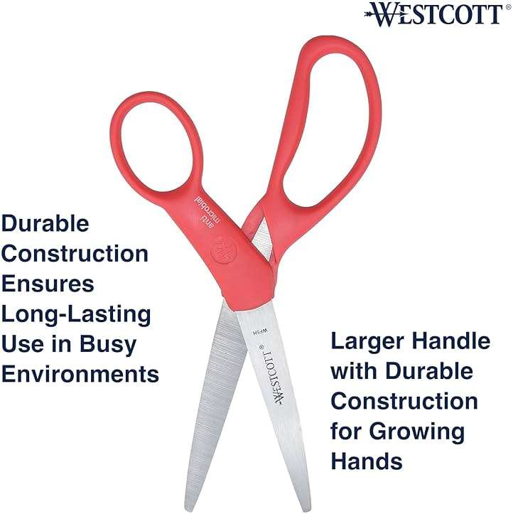 Westcott GEM Crystal-Design Scissors for Kids Ages 12+ - Back to School Essentials and Classroom Supplies - 7-Inch Pointed Student Scissors - for Right- or Left-Handed Use - Assorted Colors - 1 Pack - Image 5