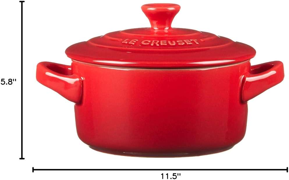 Le Creuset Stoneware Set of 4 Mini Cocottes with Cookbook, 8 oz. each, Cerise - Image 3