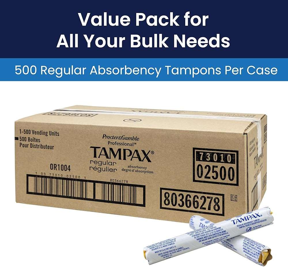 Hospeco Tampax Tampons for Vending Dispenser in Vending Tubes, Hospeco T500,(Case of 500), 7 Count, White - Image 5