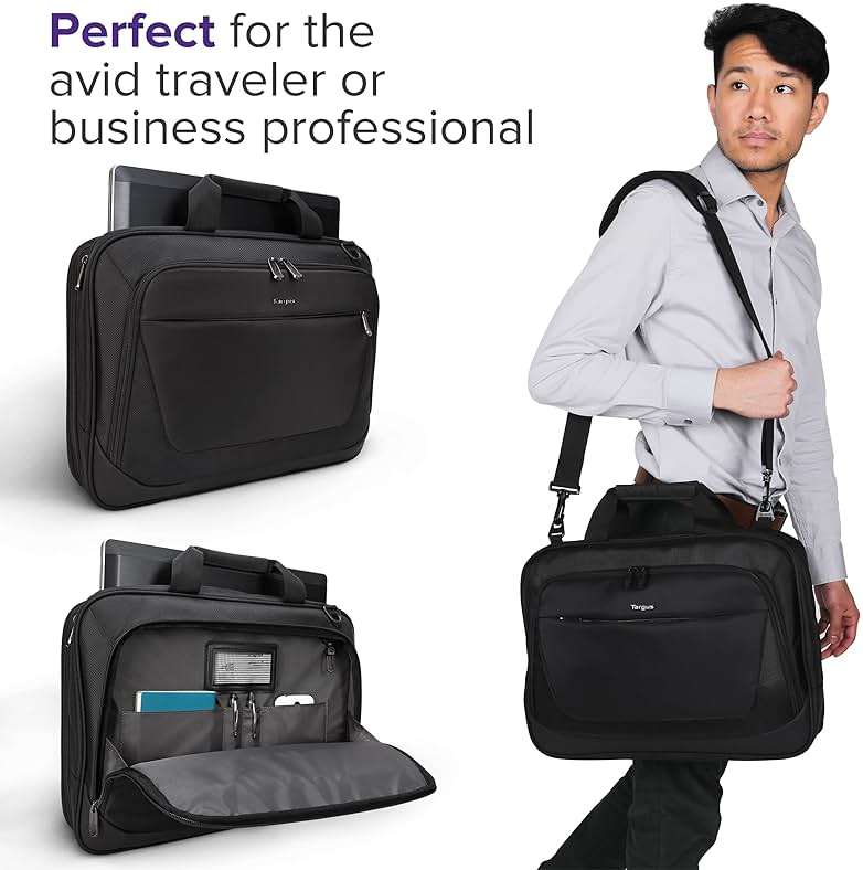 Targus CityLite Laptop Briefcase Shoulder Messenger Bag for 15.6-Inch Laptop, Black (TBT053US) - Image 3