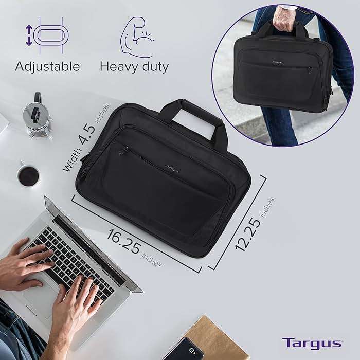 Targus CityLite Laptop Briefcase Shoulder Messenger Bag for 15.6-Inch Laptop, Black (TBT053US) - Image 4