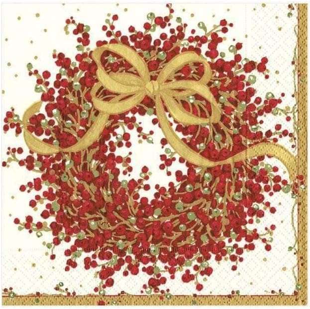 Caspari Entertaining Pepper Berry Cocktail Napkins, Red, 20-Pack - Image 3