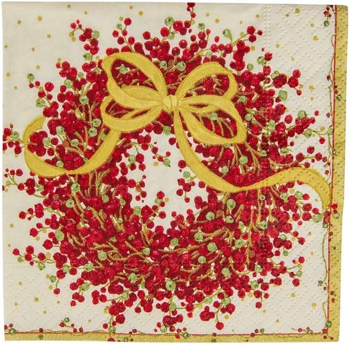 Caspari Entertaining Pepper Berry Cocktail Napkins, Red, 20-Pack - Image 4