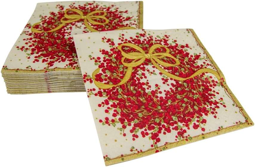 Caspari Entertaining Pepper Berry Cocktail Napkins, Red, 20-Pack - Image 6