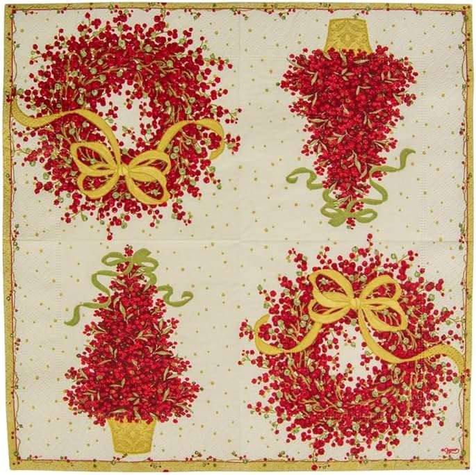 Caspari Entertaining Pepper Berry Cocktail Napkins, Red, 20-Pack - Image 7