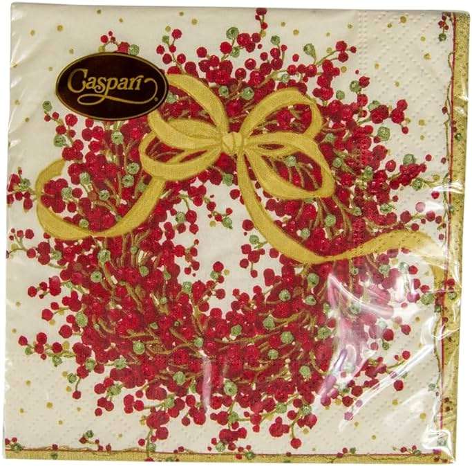 Caspari Entertaining Pepper Berry Cocktail Napkins, Red, 20-Pack - Image 9